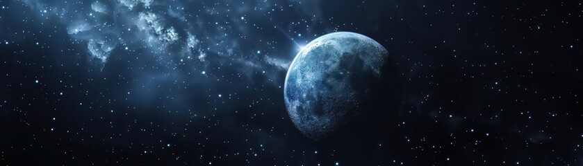 Fototapeta premium Stunning View of Earth from Space with Starry Background and Nebula Clouds