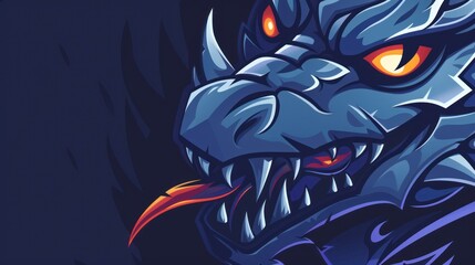 Fototapeta premium Dragon face head animal mascot logo background wallpaper AI generated image