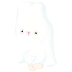 Cute Rabbit Ghost hand drawing 