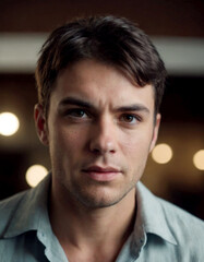Fototapeta premium Close-up portrait of a man with brown hair