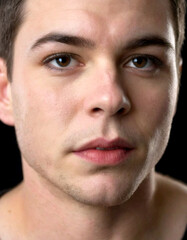 Obraz premium Close up portrait of young man with serious expression