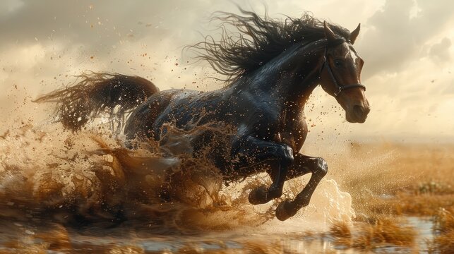 Hourse run and jump without touch ground