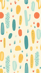 Colorful abstract cactus pattern