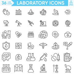 Laboratory line icon vector and Illustrator set