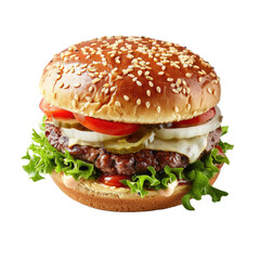 Big burger isolated on white background.