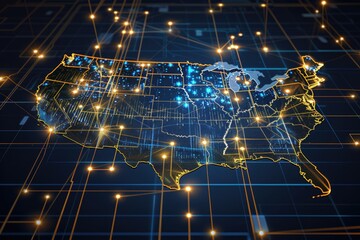 Fototapeta premium Digital map of USA , connectivity concept