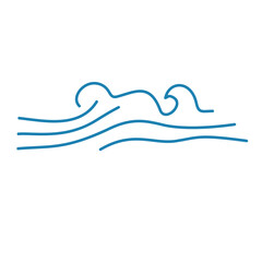 Water wave line icons. Flowing river water and sea wave marks.