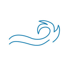 Water wave line icons. Flowing river water and sea wave marks.