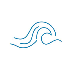 Obraz premium Water wave line icons. Flowing river water and sea wave marks.
