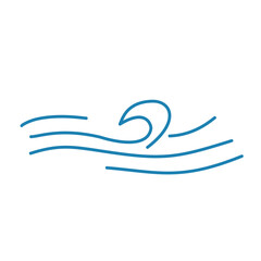 Water wave line icons. Flowing river water and sea wave marks.