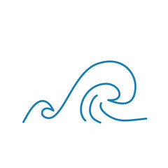 Water wave line icons. Flowing river water and sea wave marks.