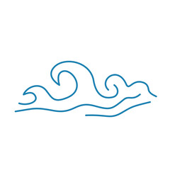 Water wave line icons. Flowing river water and sea wave marks.