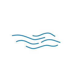 Water wave line icons. Flowing river water and sea wave marks.