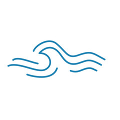 Water wave line icons. Flowing river water and sea wave marks.