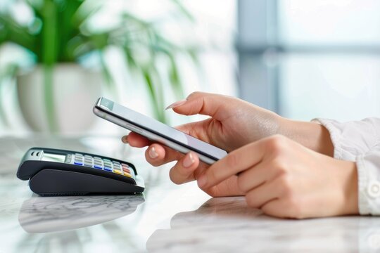 Hand using smartphone, navigating to payment options on online store