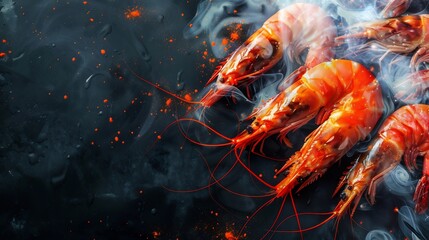 Delicious boiled prawns.