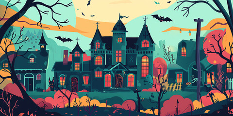 Halloween Motiv als Postkarte Einladungskarte oder Hintergrund