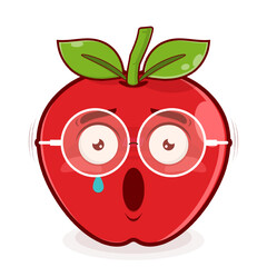 apple surprised face cartoon cute