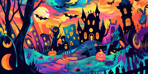 Halloween Motiv als Postkarte Einladungskarte oder Hintergrund