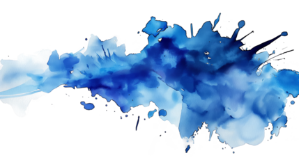 Dynamic Blue Watercolor Splash with Transparent Background