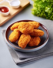 Spicy fried crispy chicken nuggets