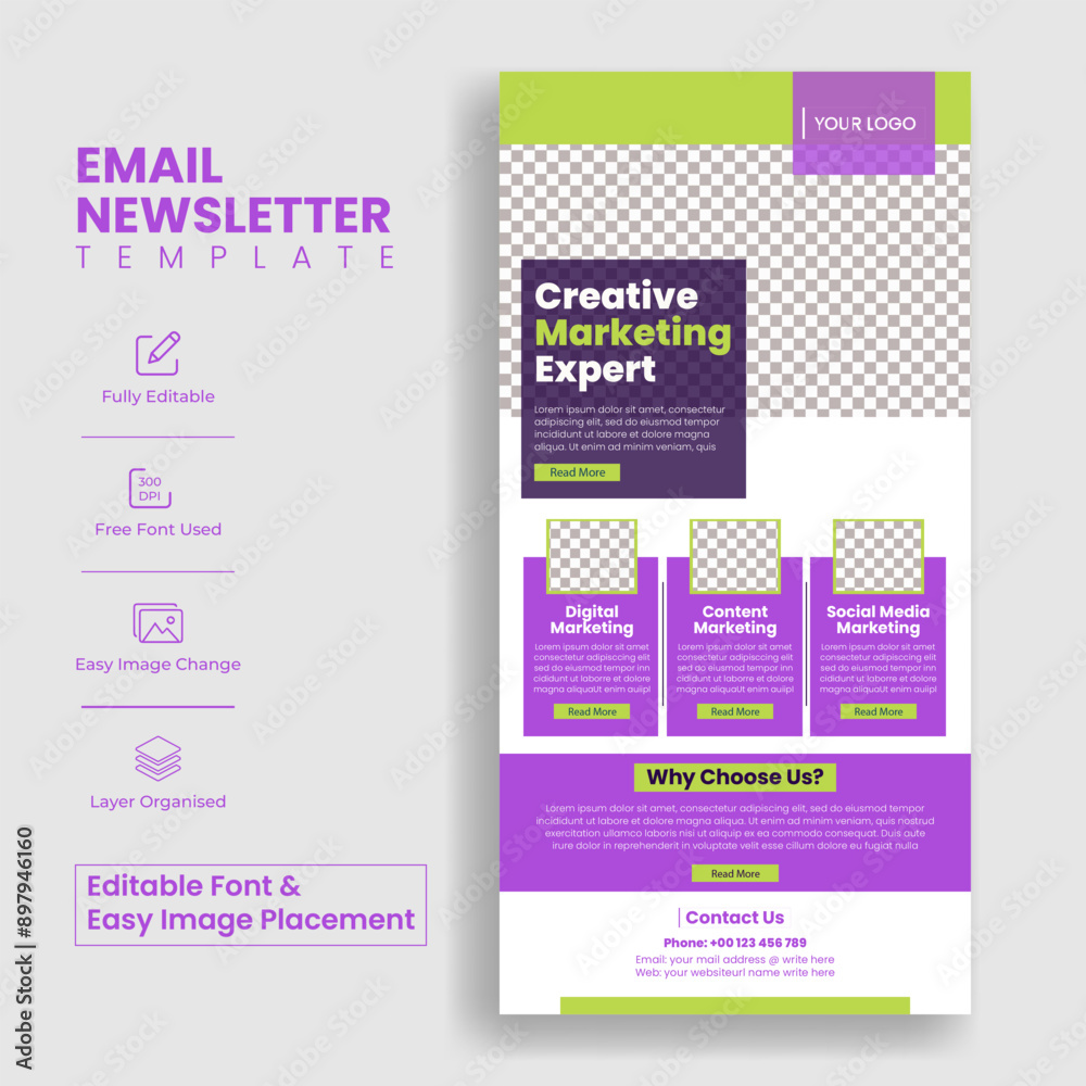 Wall mural editable email newsletter template for corporate business web page ui interface layout design suitab