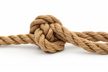 Fototapeta premium Thick brown rope tied in a marine knot