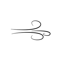 Hand drawn doodle wind motion, air blow, swirl elements. Sketch drawn air blow motion, smoke flow art, abstract line.
