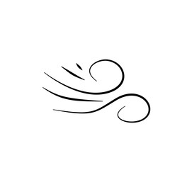 Hand drawn doodle wind motion, air blow, swirl elements. Sketch drawn air blow motion, smoke flow art, abstract line.