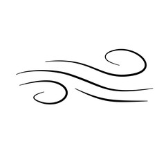 Hand drawn doodle wind motion, air blow, swirl elements. Sketch drawn air blow motion, smoke flow art, abstract line.