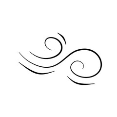 Hand drawn doodle wind motion, air blow, swirl elements. Sketch drawn air blow motion, smoke flow art, abstract line.
