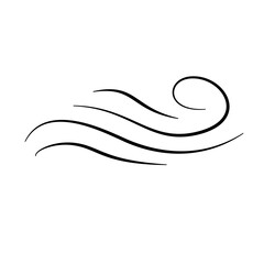 Hand drawn doodle wind motion, air blow, swirl elements. Sketch drawn air blow motion, smoke flow art, abstract line.