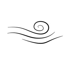 Hand drawn doodle wind motion, air blow, swirl elements. Sketch drawn air blow motion, smoke flow art, abstract line.