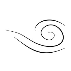 Hand drawn doodle wind motion, air blow, swirl elements. Sketch drawn air blow motion, smoke flow art, abstract line.