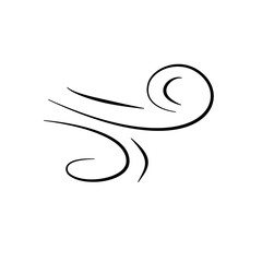 Hand drawn doodle wind motion, air blow, swirl elements. Sketch drawn air blow motion, smoke flow art, abstract line.