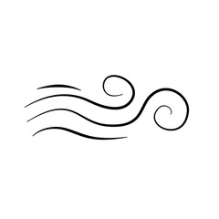 Hand drawn doodle wind motion, air blow, swirl elements. Sketch drawn air blow motion, smoke flow art, abstract line.