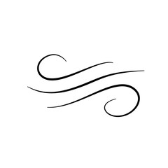 Hand drawn doodle wind motion, air blow, swirl elements. Sketch drawn air blow motion, smoke flow art, abstract line.