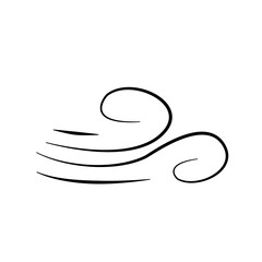 Hand drawn doodle wind motion, air blow, swirl elements. Sketch drawn air blow motion, smoke flow art, abstract line.