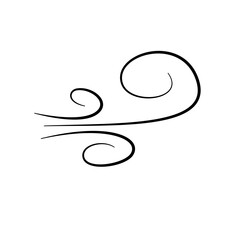 Hand drawn doodle wind motion, air blow, swirl elements. Sketch drawn air blow motion, smoke flow art, abstract line.