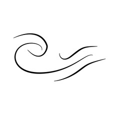 Hand drawn doodle wind motion, air blow, swirl elements. Sketch drawn air blow motion, smoke flow art, abstract line.