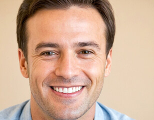 Fototapeta premium A close-up portrait capturing the genuine smile of a man