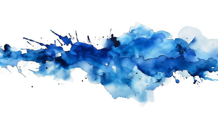 Modern Blue Ink Stain on Transparent Backdrop