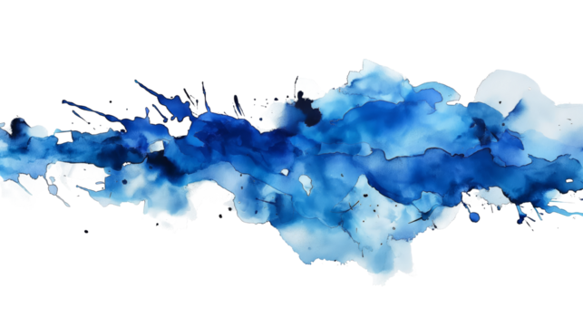 Modern Blue Ink Stain on Transparent Backdrop