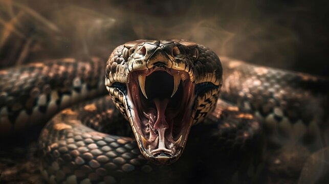 Giant Anaconda Snake preparing to attack