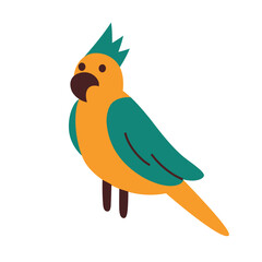 Vector illustration of a large parrot with a crest and big beak. Cartoon flat style, perfect for pet and bird themes. Cockatoo, macaw, and amazon icon. Ideal for animal lovers and aviary illustrations