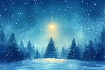 A digital illustration of snow falling in the sky