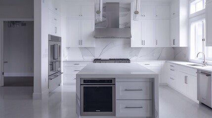 Fototapeta premium Elegant White Kitchen in a luxury home