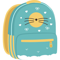 blue green yellow cartoon cute school bag vector
