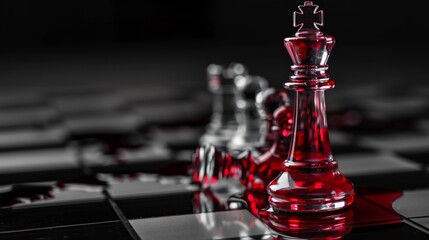 Glass chess filled with blood