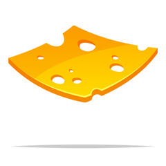 Cheddar cheese slice vector isolated illustration